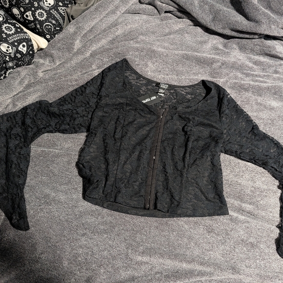 Hot Topic Black Sheer Lace Top - Picture 2 of 9